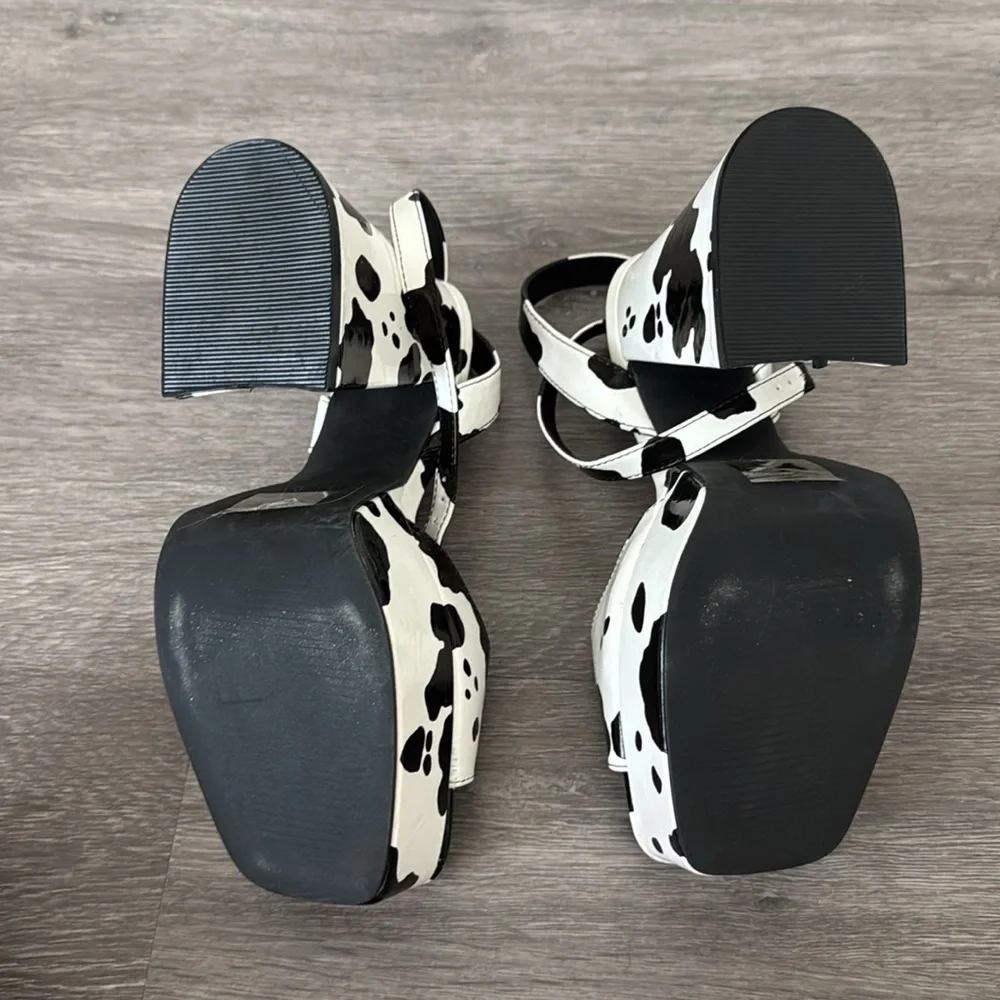 Cow Print Platform Sandals